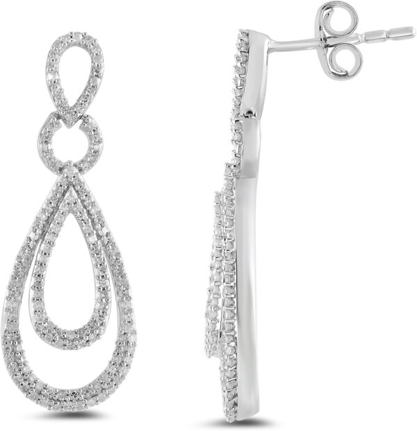 Amazon Essentials Sterling Silver Diamond Drop Earrings (1/2 cttw) (previously Amazon Collection) - Image 2