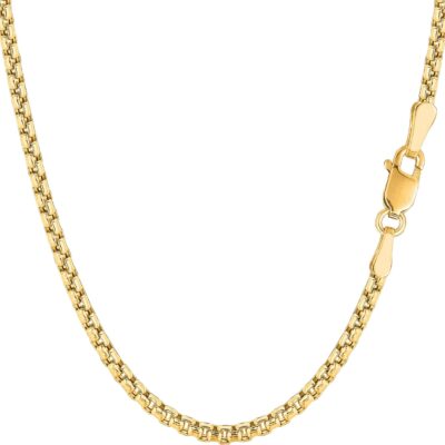 Jewelry Affairs 14k Yellow Gold Round Box Chain Necklace, 3.4mm