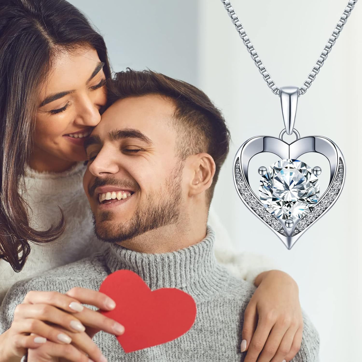 Heart Pendant Necklace Gifts for Wife, Engraved 'I LOVE YOU' Gift for Wife, 1-3 Carat Moissanite Necklace, Anniversary Eternity Jewelry Present for Wife, Birthday Gifts for Women - Image 9