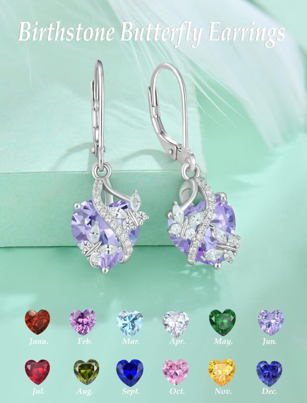 925 Sterling Silver Butterfly Earrings Necklace Created Alexandrite Heart Jewelry Set - Image 7
