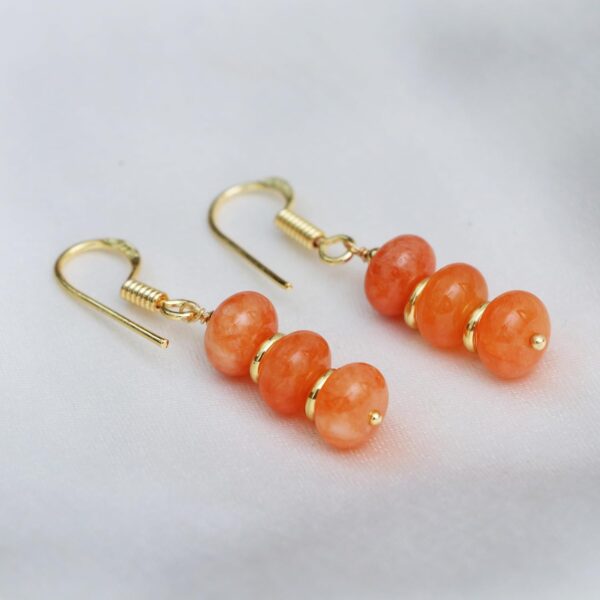 Gempires Gift Carnelian Rondelle Beads Earrings, Dangling Earrings, Orange Crystal Earring for s, 14k Gold Plated Hook Earrings, Handmade Jewelry, Jewelry for Women (Quartz) - Image 3
