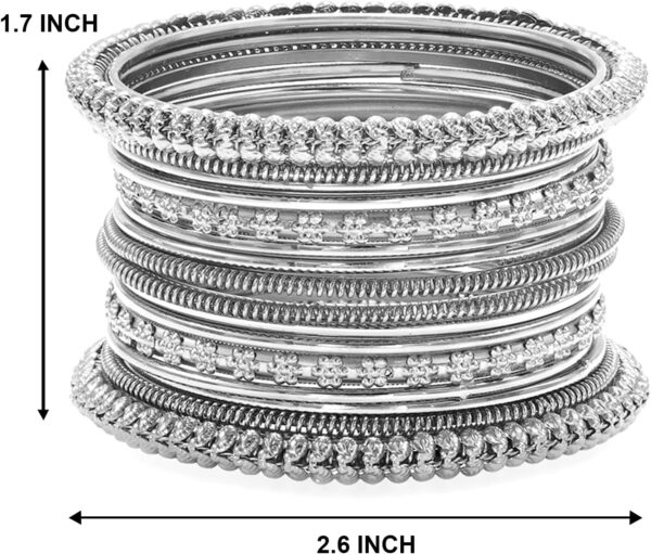 Aheli Tribal Traditional Antique Silver Oxidised Bangles Fashion Vintage Jewelry Gift for Women Size 2.6" - Image 3