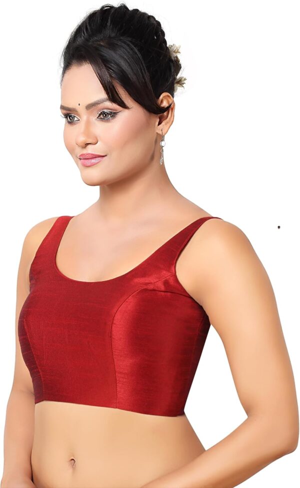 Womens Solid Pattern Sleeveless Padded Readymade Saree Blouse - Image 4