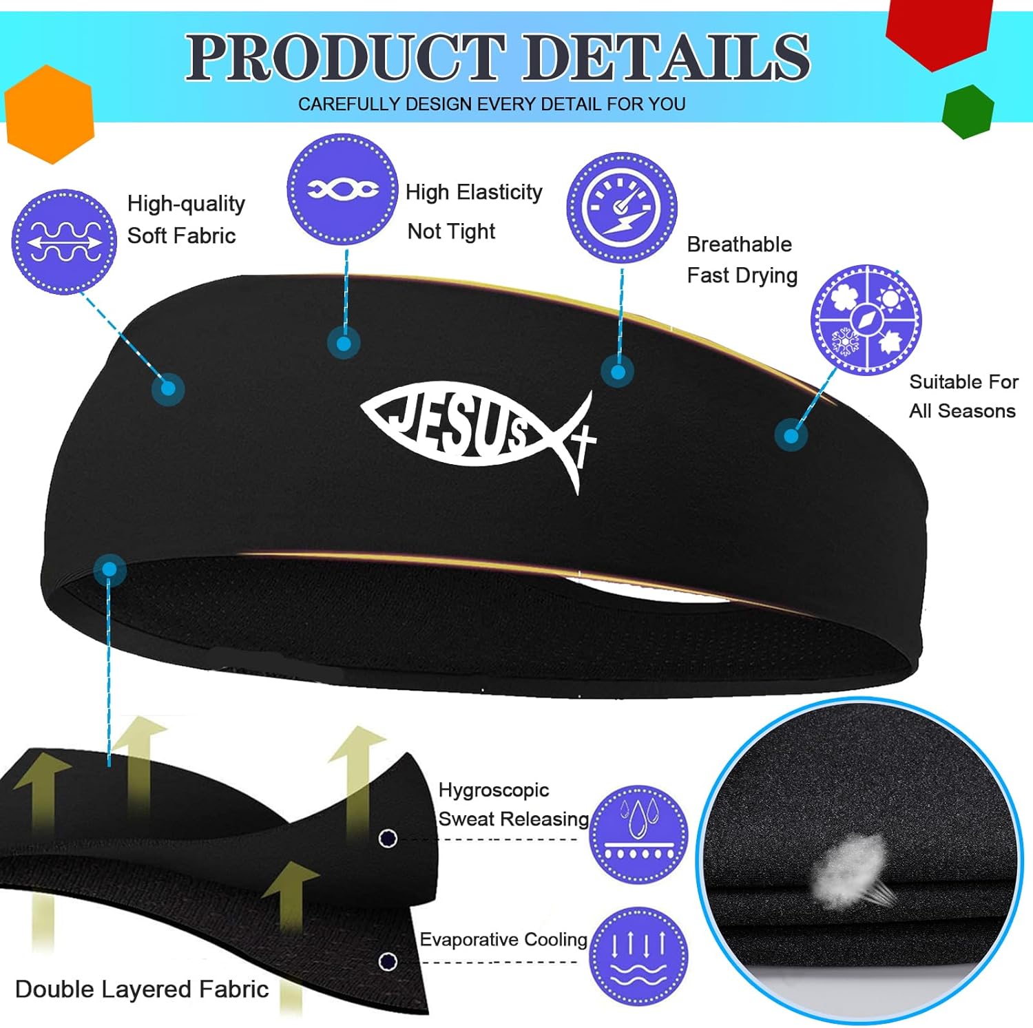 Sweat Bands Headbands Men 3pcs Sports Headbands for Men Women Sweatbands for Men Head Bands Mens - Image 3