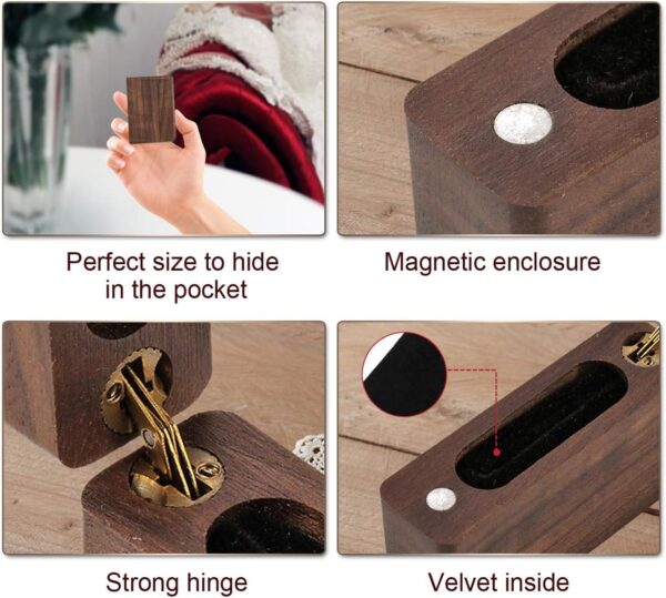 Yoption Custom Wedding Ring Box, Wooden Handcrafted Jewelry Ring Case for Wedding Ceremony Ring Storage - Image 4