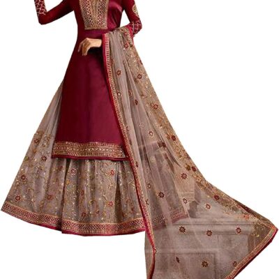 Delisa New Indian/Pakistani Eid Special Party/Ethnic wear Georgette Straight Ghaghra Style Salwar Kameez Suit for Womens 9936