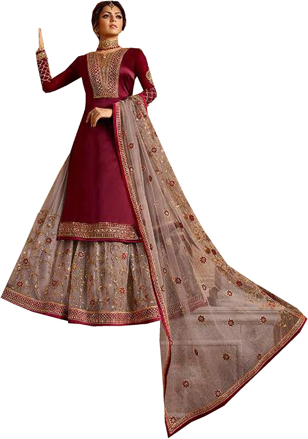 Delisa New Indian/Pakistani Eid Special Party/Ethnic wear Georgette Straight Ghaghra Style Salwar Kameez Suit for Womens 9936