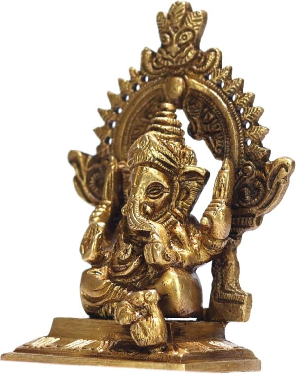 ASHIRWAD Brass Lord Ganesha Idol Statue for Home Hindu God Ganpati Bappa Vinayaka Pital Metal Murti (Ganesh-44) - Image 3