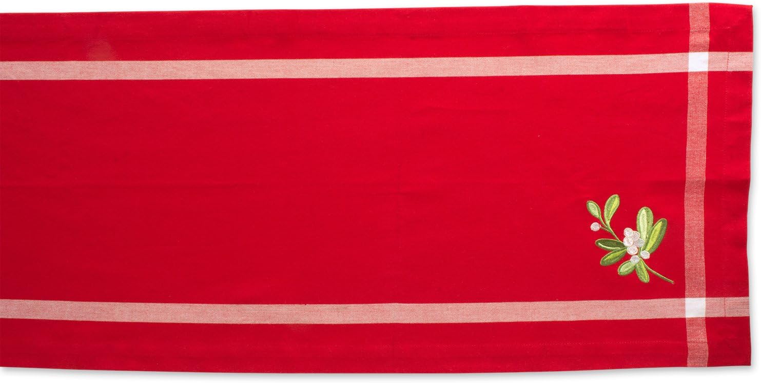 DII Embroidered Mistletoe 100% Cotton, Machine Washable, Table Runner for Dinner Parties, Christmas, and Holidays - 14x72 - Image 4