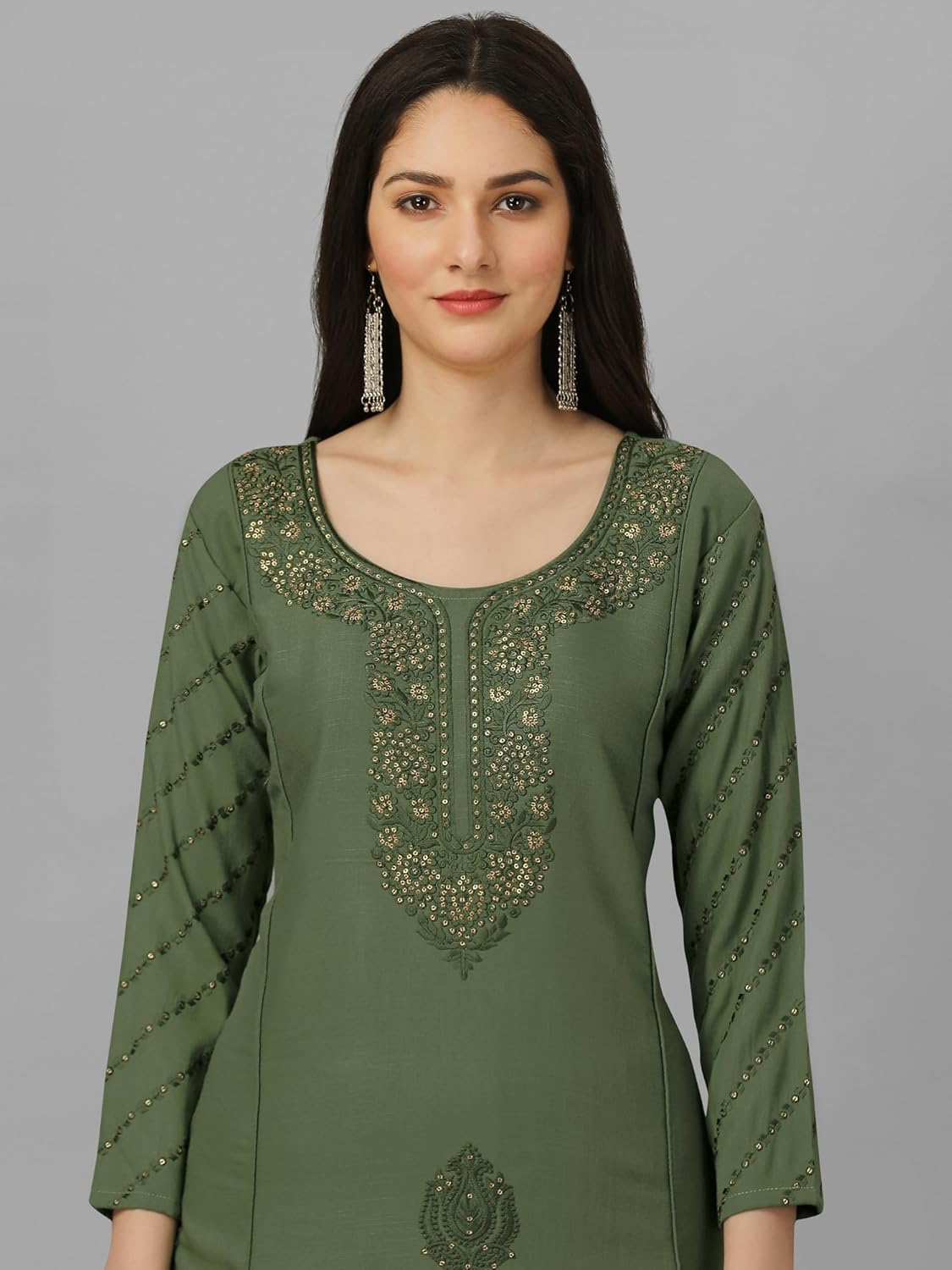 TRENDMALLS Kurta Set Cotton Rayon Embroidery Salwar Suit for Women Kurta Pant Set with Dupatta - Image 5