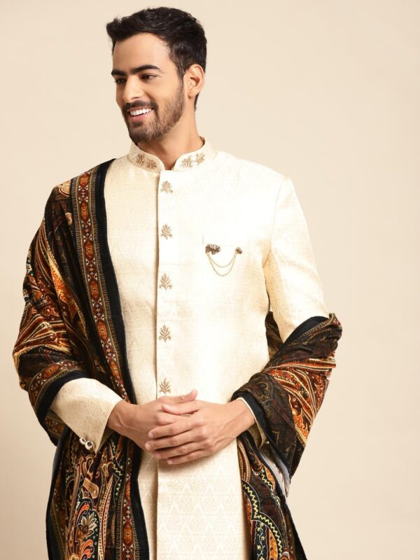 KISAH Men's Indowestern Sherwani & Pajama/Dhoti with Dupatta Set – Traditional Indian Ethnic Wear for Ocassions - Image 5