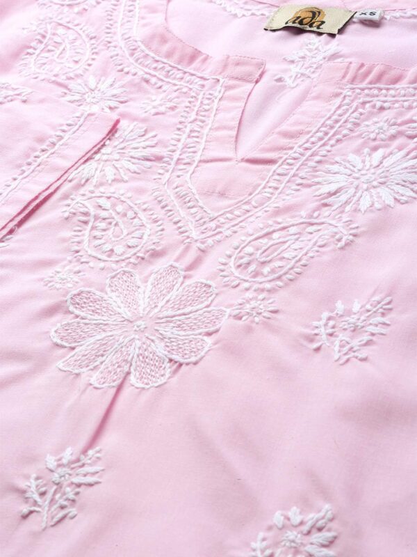 Ada Hand Embroidered Chikankari Indian Traditional Cotton Kurta Kurti Tunic for Women A132468 - Image 6