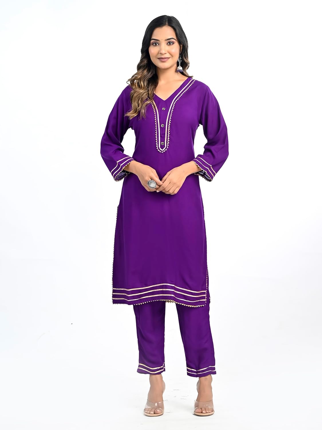 Ramkudi Kurti Set For Women | Indian Style Kurtis For Girls | 3/4 Sleeves Comfort Fit Cotton Kurta - Includes Kurti & Pant - Image 4