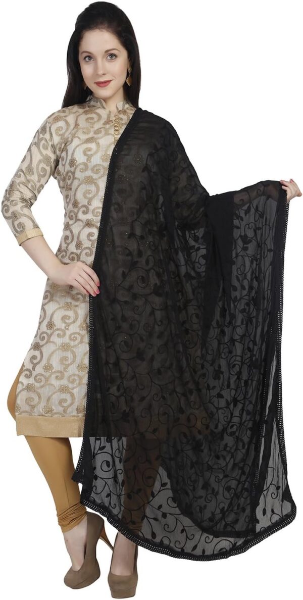 DUPATTA BAZAAR Woman's Embroidered Soft Chiffon Chunni,Dupatta, Stole