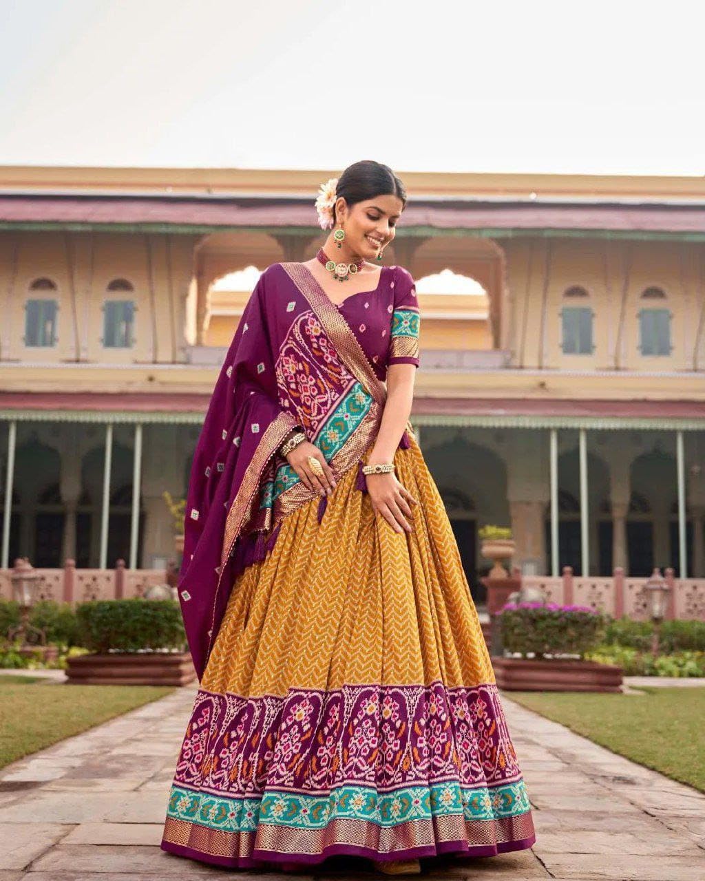 Diwali Speacial indian ready to wear Chaniya choli for women flared lehenga with stitched blouse M-2 - Image 2