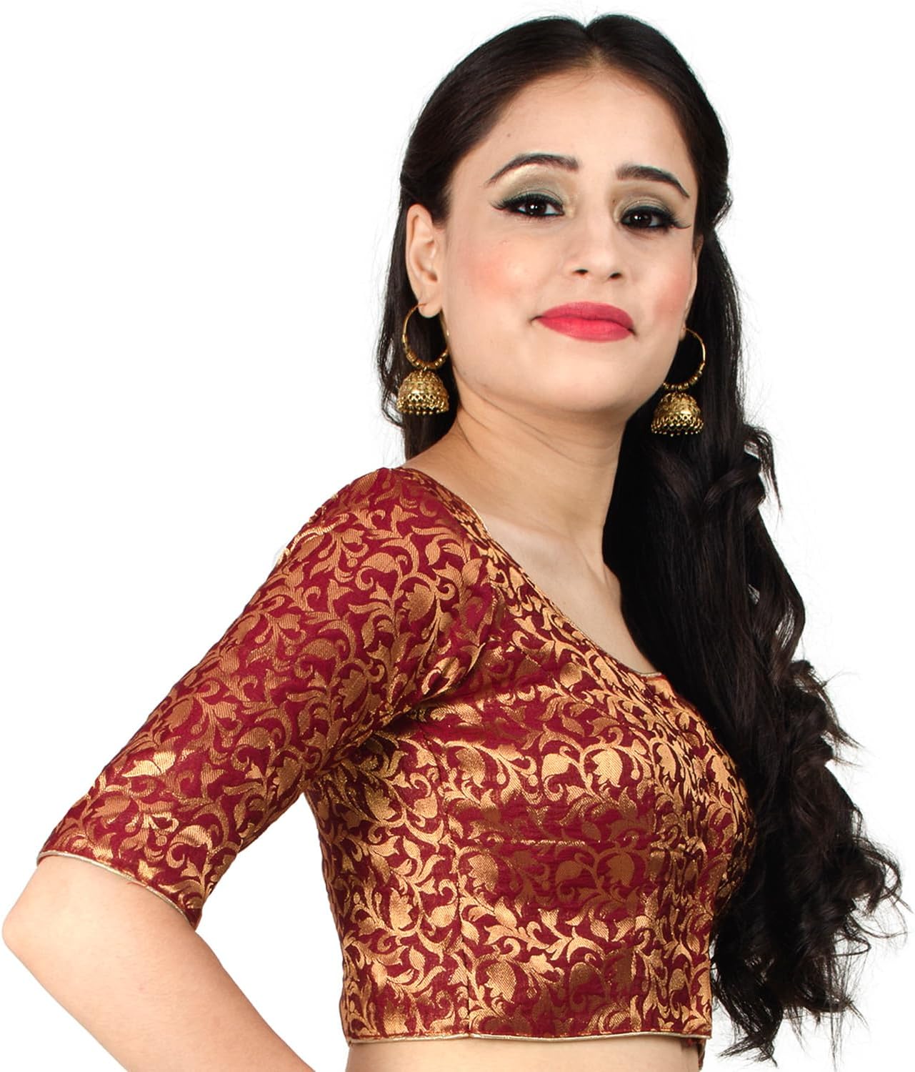 Chandrakala Banarasi Blouses for Women Sarees,Readymade (B181-P) - Image 2