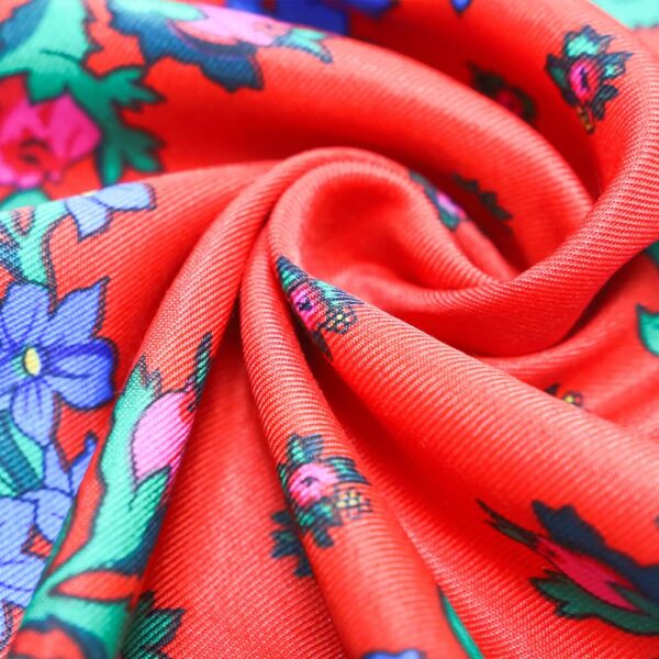 Women's Fashion Printed Headscarf Russian Square Dust-proof Sunblock Warm Shawl Multi-functional Scarf (Red) - Image 2