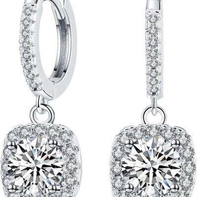 Moissanite Earrings for Women Hoop Earrings 1Ct-3Ct, Gifts for Wife Soulmate Mom Girlfriend, Anniversary Jewelry Present for Wife, Birthday Valentines Gifts