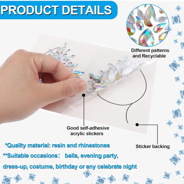 50 Sets Rhinestone Body Jewelry Stick On Crystal Costume Tattoo Nipple Crystal Gem Stones Bindi Stickers - Image 3
