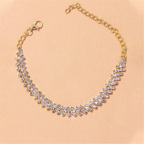 Shiny Elegant Sterling Silver Gold Body Chain Fashion Rhinestone Heart Cuban Anklet Bracelet for Women Heart-Shape Leg Ankle Chain Wholesale Foot Jewelry For Wife Mom Grandma Mothers Wedding Day Gifts - Image 6