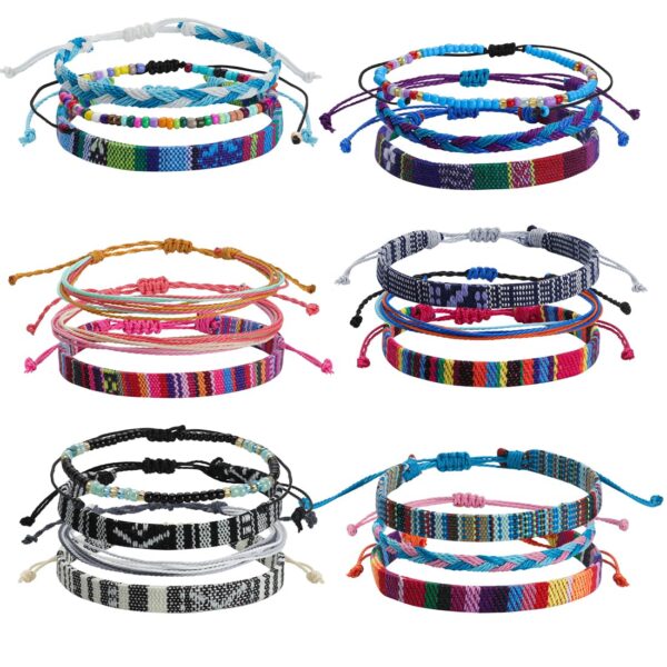 19pcs Bracelets For Men and Women, Boho Surfer Bracelet Anklet Adjustable, Beach Bracelet Set Handmade boho Bracelets -Outdoor Sports Men'S And Women'S Anklet -Ethnic Hippie Style Accessories