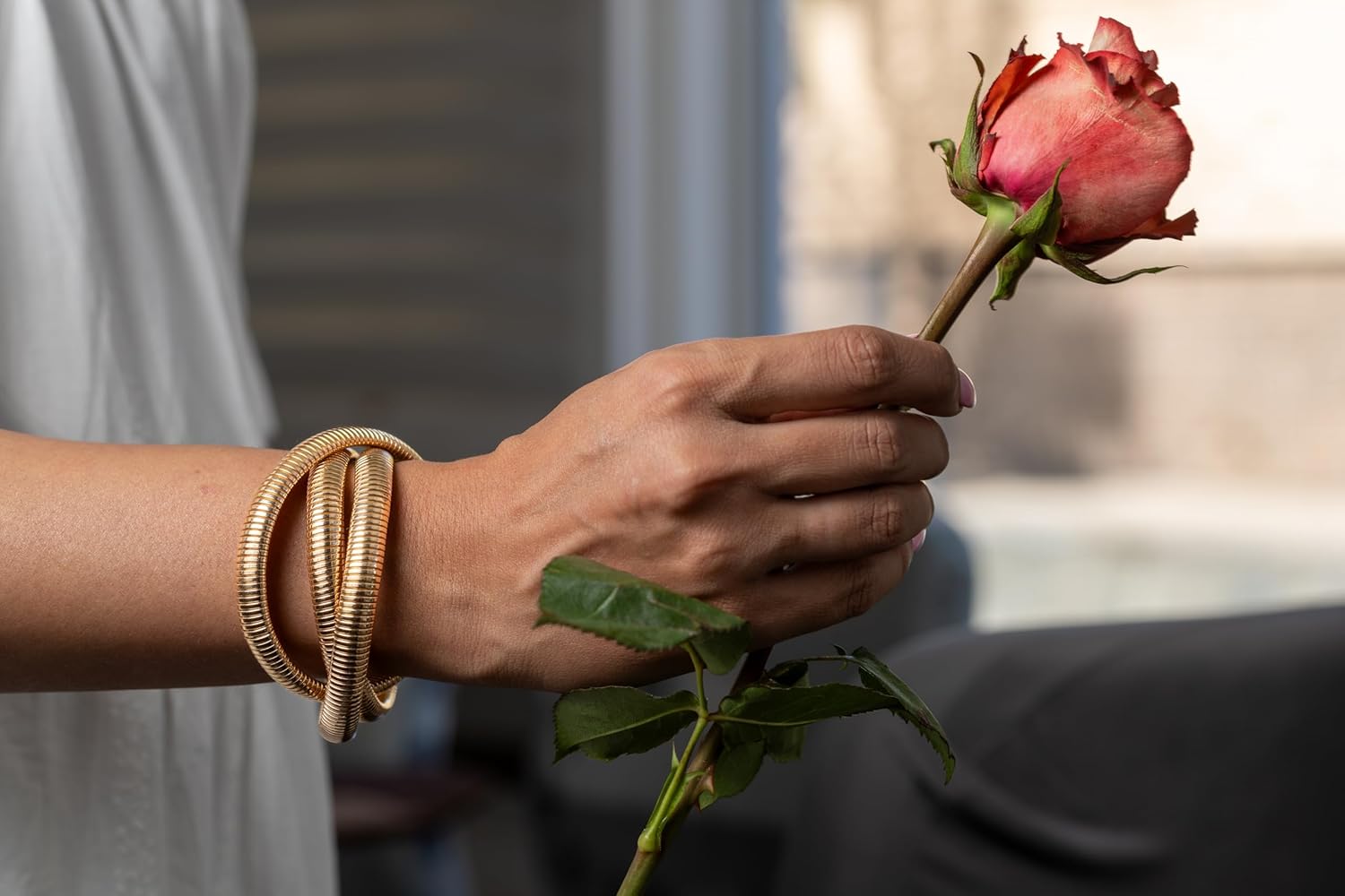 Chic Style 18K Gold Plated Twisted Bangle Multi-Bangle look; Three Gold Plated Interwoven Bangles or Bracelets for Dazzling Sophisticated Classy Style; Easy and Smooth Fit; Small and Medium Size - Image 8