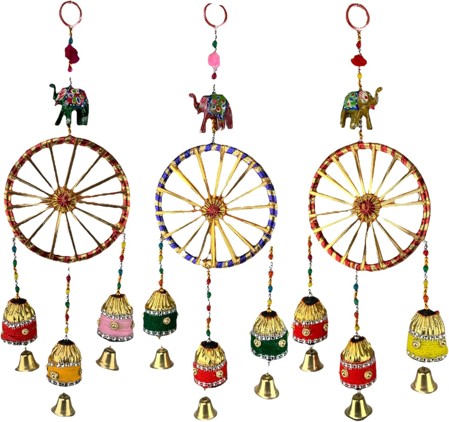 LOVENSPIRE Rajasthani Ring Elephant Wall Door Hangings with Bells Traditional Handicraft Hanging Decorative Latkan for Home Office Decor Diwali Decoration Wall Art Housewarming Gifts - Image 5