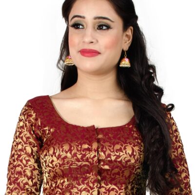 Chandrakala Banarasi Blouses for Women Sarees,Readymade (B181-P)