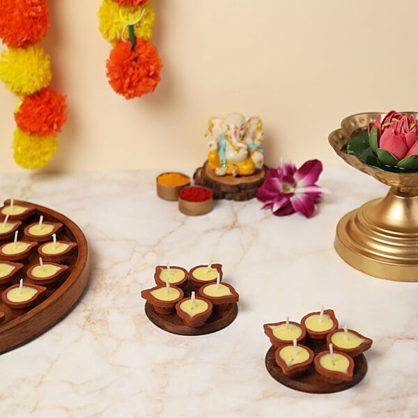 Welburn Veda&Co™ Pure Cow Ghee Diya for Puja - 30 Pieces, 45 Minutes Burn Time, Clarified Butter Filled, Paraffin Free, Clay Diya Lamp, Ready to Use Diya, Yoga & Meditation, Eco Friendly Pooja Diyas - Image 9