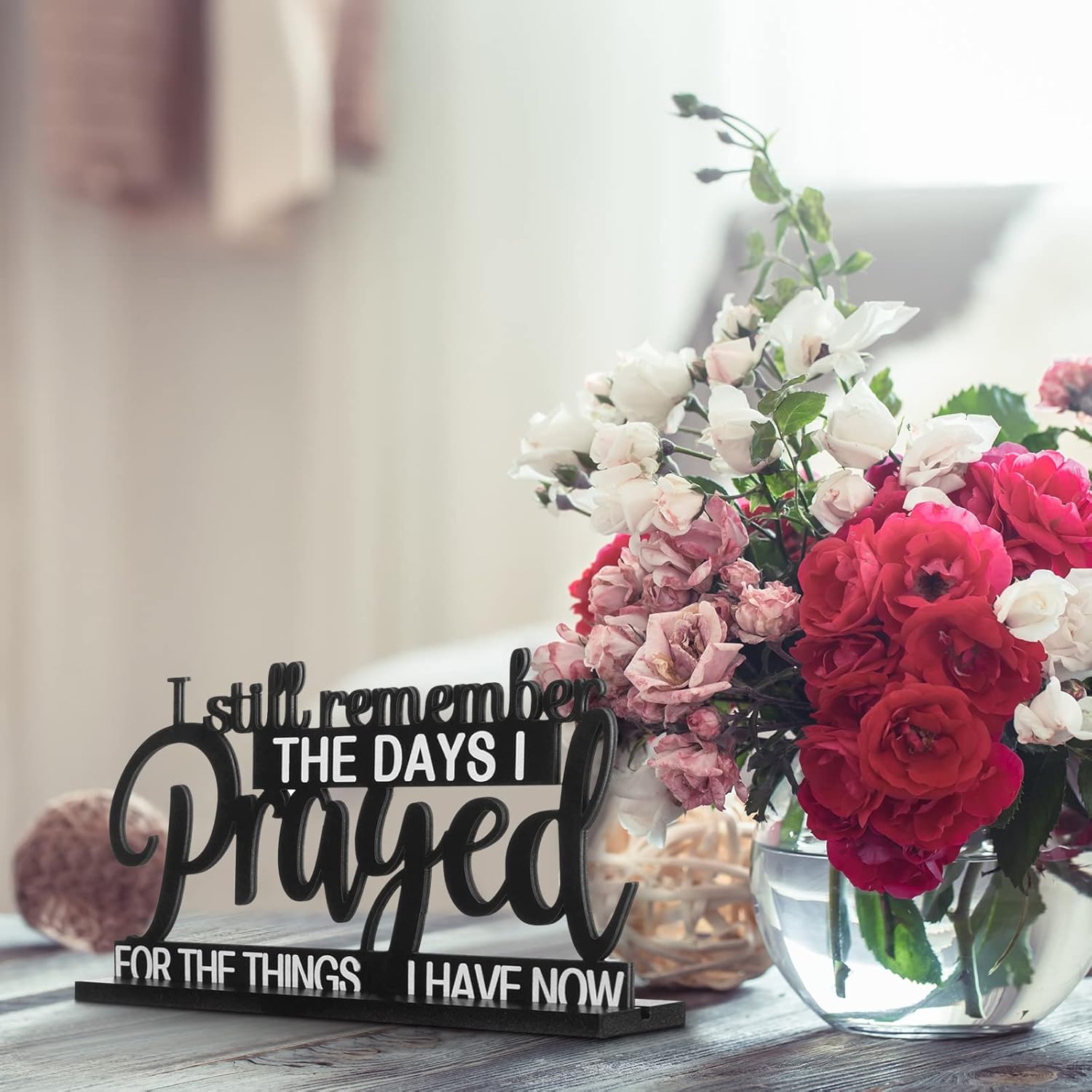 I Still Remember the Days I Prayed Sign Inspirational Table Blessed Signs Motivational Decor Farmhouse Table Home Centerpieces Faith Wooden Shelf Sign for Living Room Office (Classic Style) - Image 7