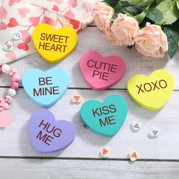 Valentines Day Decorations -6PCS Wooden Heart -Standing Heart Valentines Decorations for Home Table Shelf Mantel Fireplace Wedding Party Supplies - Image 6