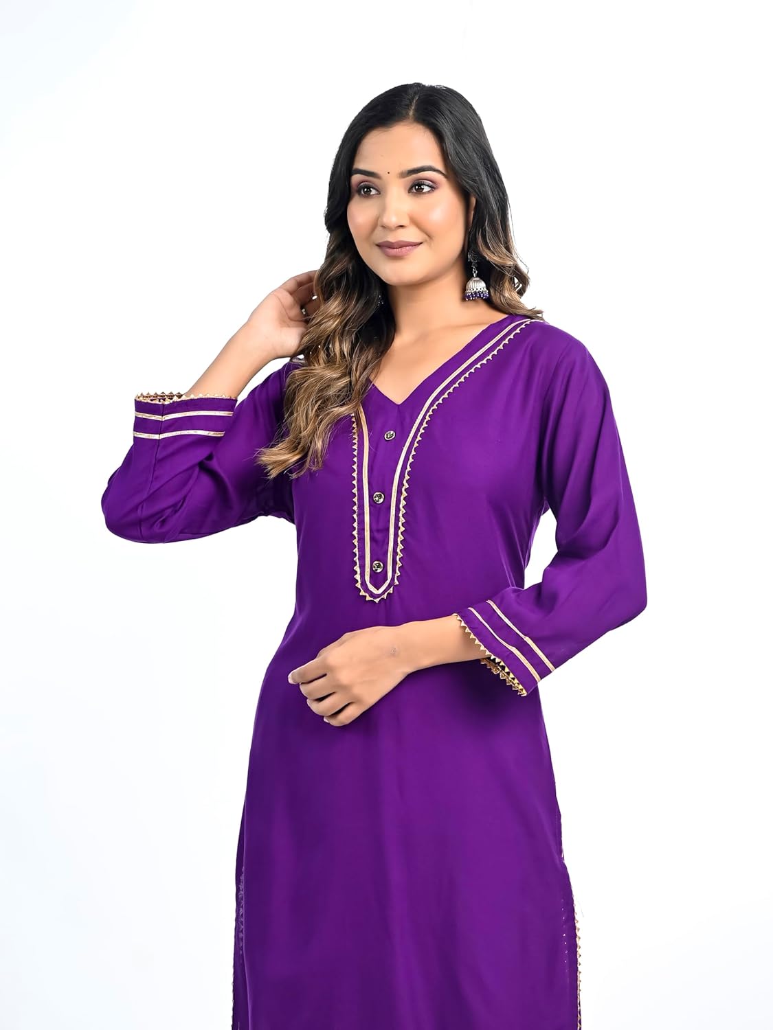 Ramkudi Kurti Set For Women | Indian Style Kurtis For Girls | 3/4 Sleeves Comfort Fit Cotton Kurta - Includes Kurti & Pant - Image 5