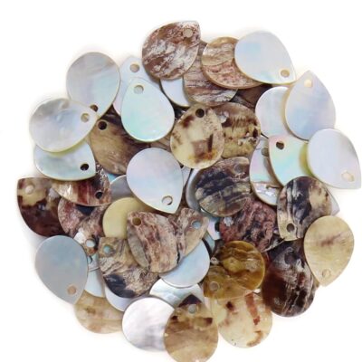 Firstmeet 60pcs Shell Beads Natural Mussel Shell Waterdrop-Shape Charm Beads with Iridescent Back for Handcraft Jewelry Making(DIY-1023-Nature-WD)