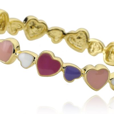I LOVE My Jewels 14k Gold-Plated Multi Color Cut Out Heart Bangle