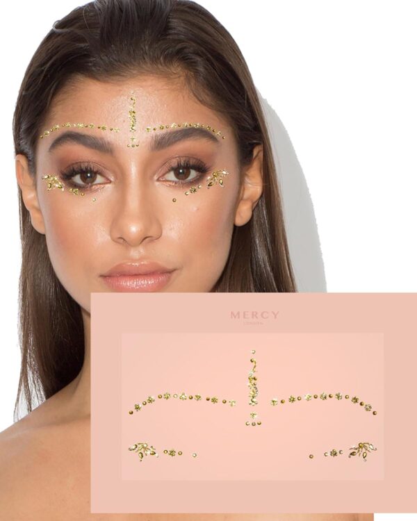 Gwen Gold Bindis ✮ MERCY LONDON Crystal Indian Bindi Face Jewels Gold Silver