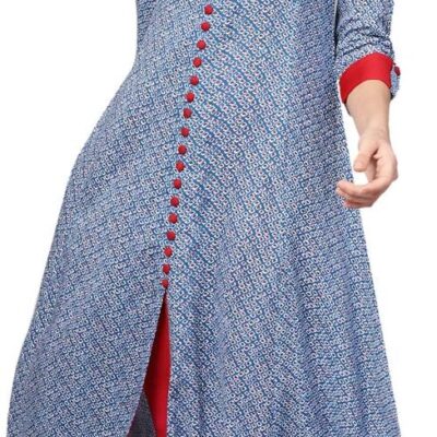 Yash Gallery Women's Rayon Geometric Print A-Line Kurtis