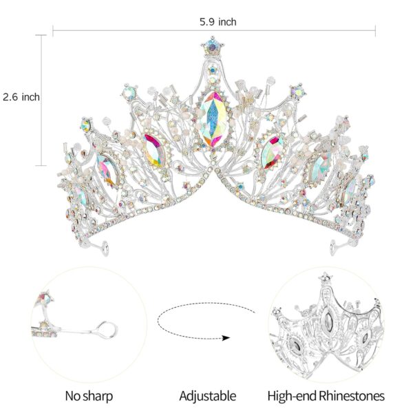 VELSCRUN AB Color Crystal Birthday Tiara Crowns for Women Girls Elegant Princess Crown Headband Birthday Girls Sash Happy Birthday Princess Party Decorations Birthday Cake Topper Hair Accessories - Image 7