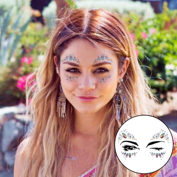 YRYM HT Mermaid Face Jewels Rhinestones Temporary Crystal Stickers Decorations Fit for Parties (10 Sets) - Image 2