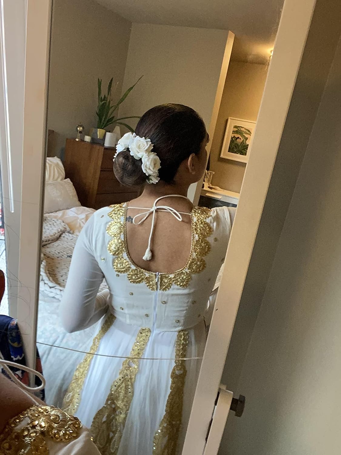 Floral Fall Rose Red Rose Flower Crown Woodland Hair Wreath Festival Headband F-67 (Ivory) - Image 4