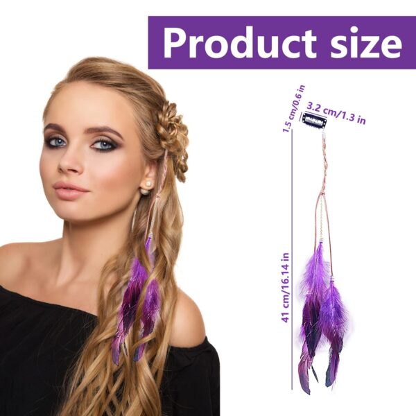 Bohemia Tribal Indian Gypsy Peacock Feather Hair Accessories (4Pcs): Braided Headpiece with Beads for Women, Perfect for Carnival, Festival, and Cosplay - Image 2