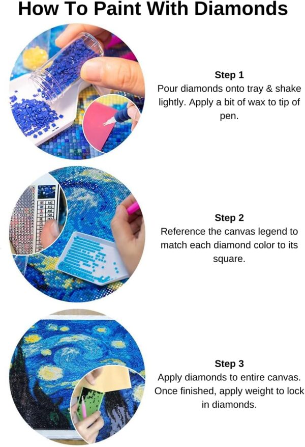 URBEST Diamond Painting Dotz Kits for Adults DIY 5d Gem Vizuarts Jewel Art(Vangogh-2, 2Pieces) - Image 7