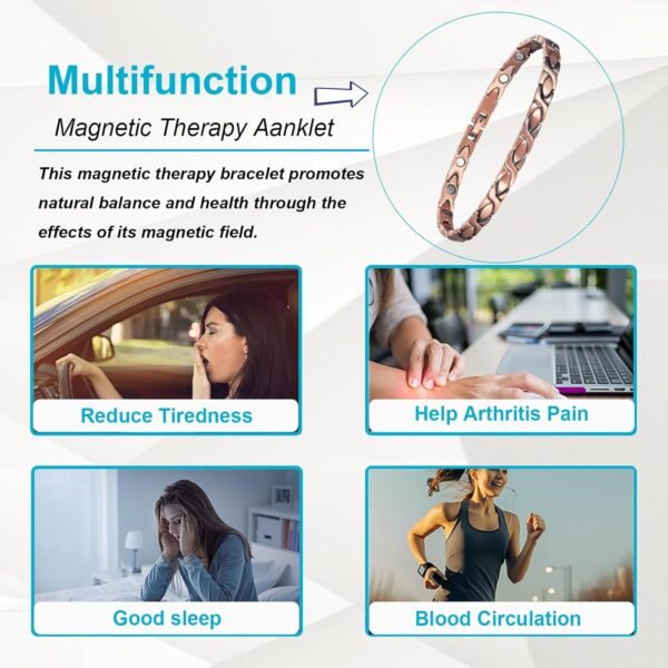 Copper Ankle Bracelet Women, Pure Copper Magnetic Anklet, Fashion Jewelry Present (One -Piece) - Image 4