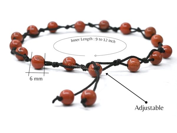 Red Jasper Anklet Ankle Bracelets for Women - Waterproof Beaded Healing Crystal Anklets, Plus Size Chakra Gemstone Bead Anklet (Stretchy Adjustable - Hand Knotted) - Image 2
