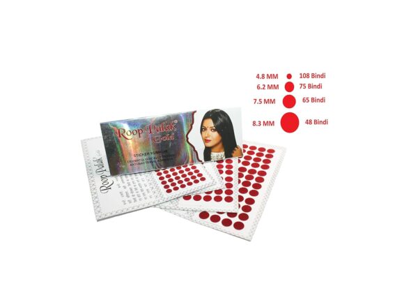 IndianStore4All Color Velvet Dot Bindi Tattoo Stickers Adhesive Body Jewelry Multi Size Indian Daily Use Forehead Bindi Round Dot (Mehroon) - Image 2