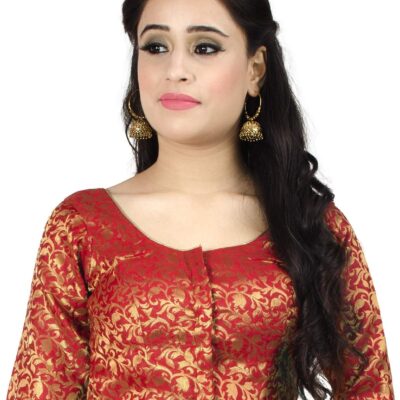 Chandrakala Banarasi Blouses for Women Sarees,Readymade (B181-P)