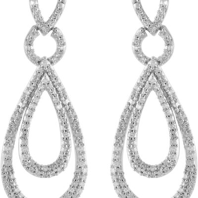 Amazon Essentials Sterling Silver Diamond Drop Earrings (1/2 cttw) (previously Amazon Collection)