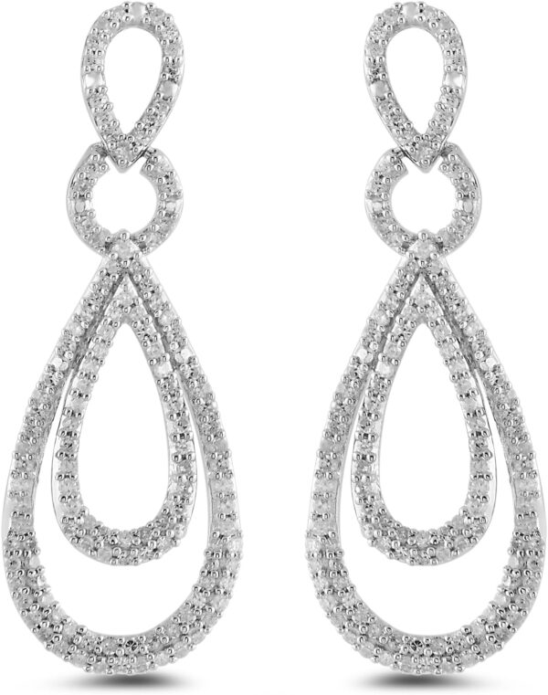 Amazon Essentials Sterling Silver Diamond Drop Earrings (1/2 cttw) (previously Amazon Collection)