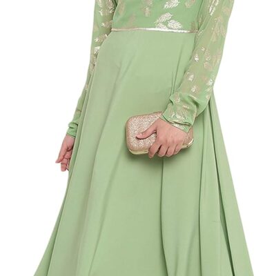 Janasya Indian Women's Light Green Poly Crepe Kurta