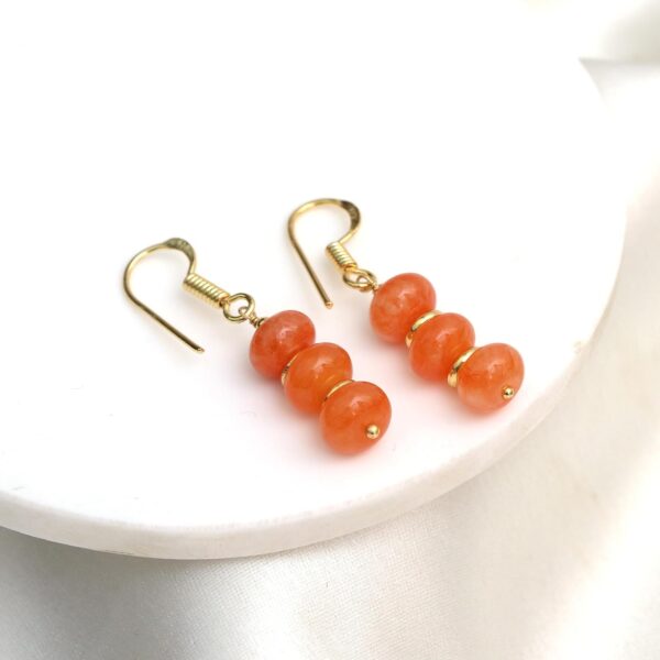 Gempires Gift Carnelian Rondelle Beads Earrings, Dangling Earrings, Orange Crystal Earring for s, 14k Gold Plated Hook Earrings, Handmade Jewelry, Jewelry for Women (Quartz) - Image 2