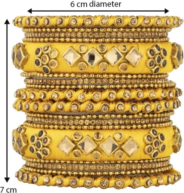 Aheli Ethnic Handmade Silk Thread Faux Stone Studded Bangle Set Bracelet Chudha Indian Wedding Festive Wear Fashion Jewelry Gift for Women Blue - Image 3